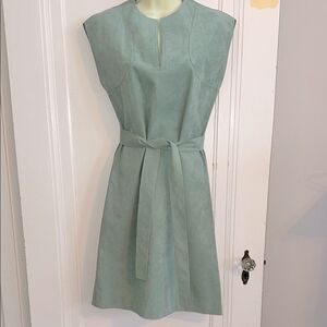 Vintage early 70s Abe Schrader Mint Green‎ Ultra Suede Sleeveless Dress